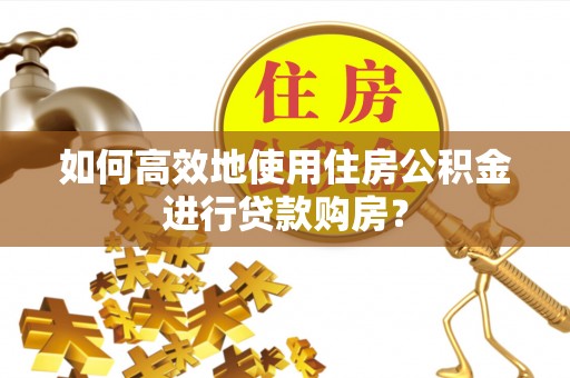 兴国如何高效地使用住房公积金进行贷款购房？